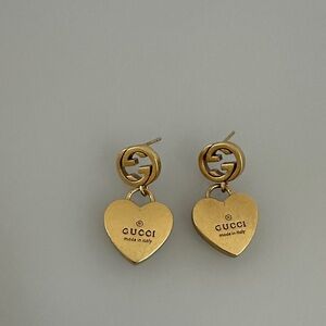 Gucci Gold Logo Heart Earrings